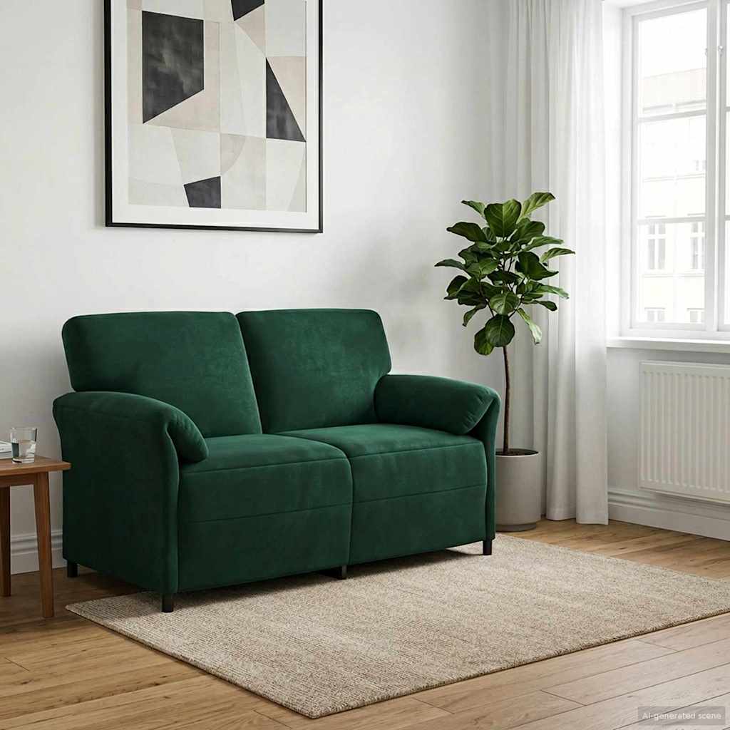 vidaXL Καναπές 2 ατόμων Σκούρο Πράσινο 158 x 83 x 95 εκ Βελούδο