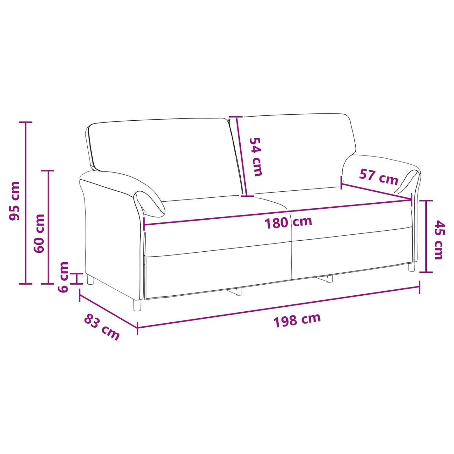 vidaXL 3-Θέσιος καναπές Κίτρινο 198 x 83 x 95 εκ. Βελούδο