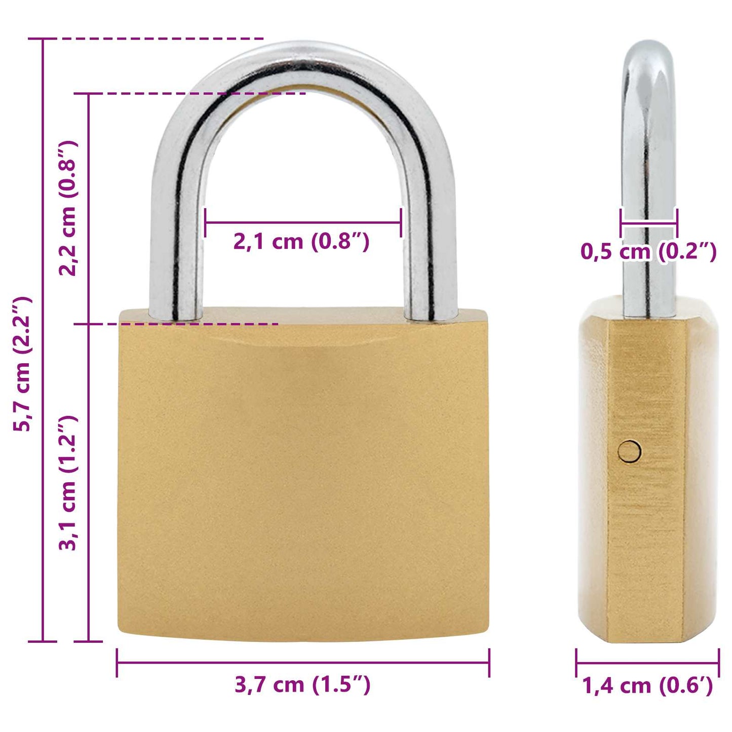 vidaXL Κλειδαριά U με Κλειδιά 6 pcs Ορείχαλκος Σίδερο