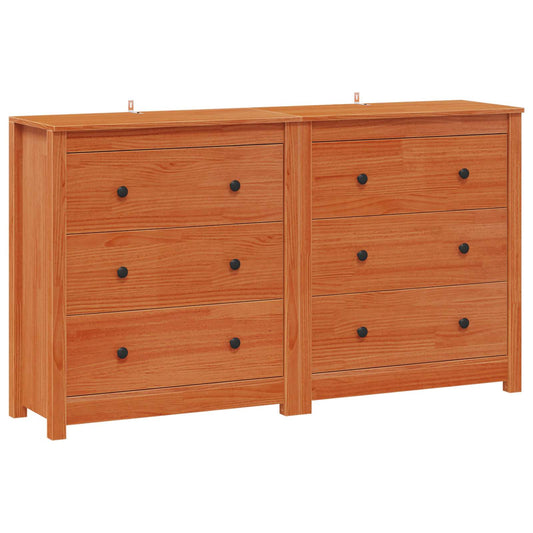 vidaXL Πλαϊνό γραφείο 2 τμχ. Κερωμένο Καφέ 140 x 35 x 80 εκ.