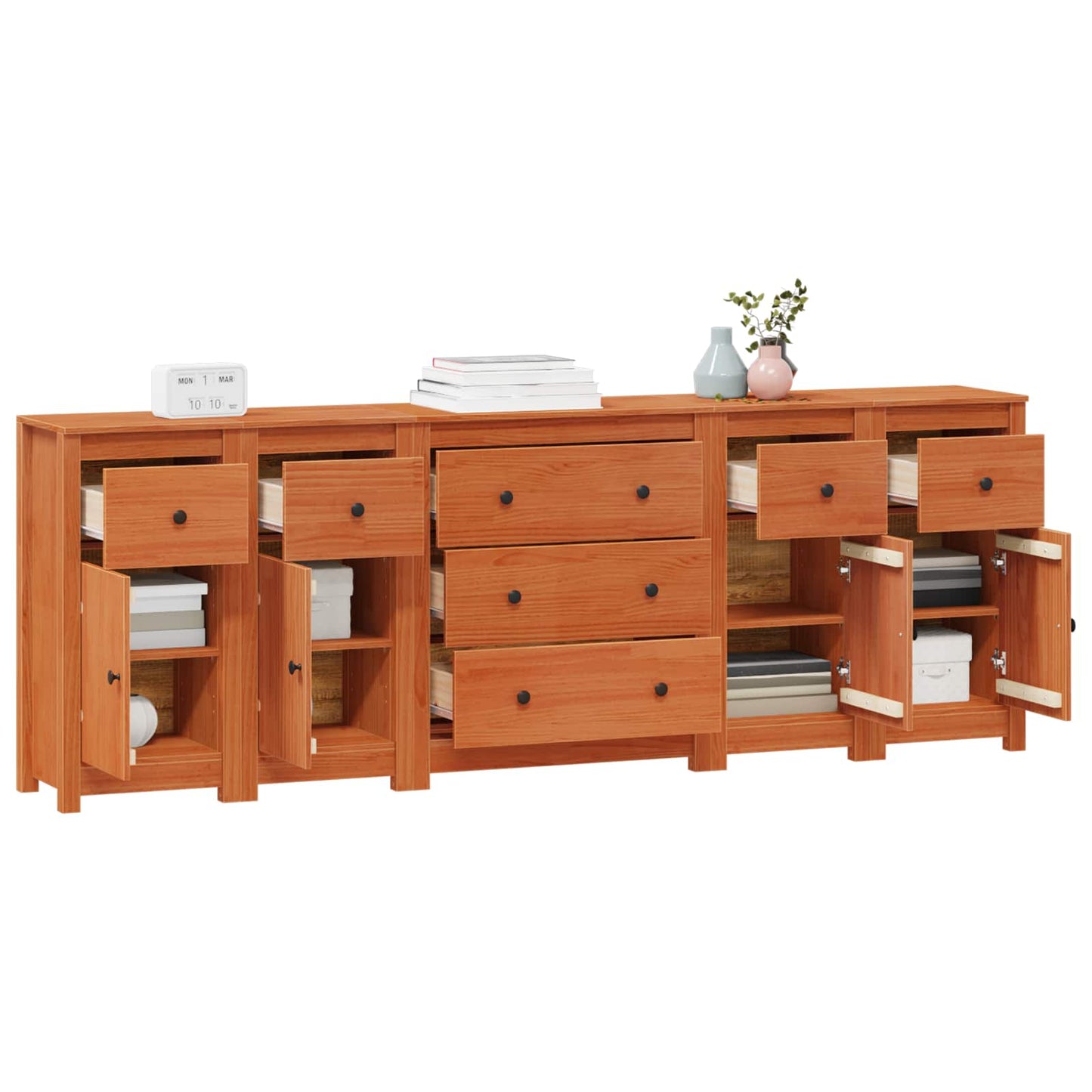 vidaXL Πλαϊνό γραφείο 5 τμχ. Κερωμένο Καφέ 226 x 35 x 80 εκ