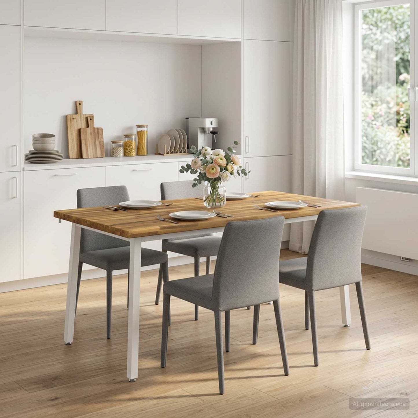 vidaXL Τραπέζι Φαγητού με Ζωντανό Χείλος 160 x 80 x 75 cm Λευκό