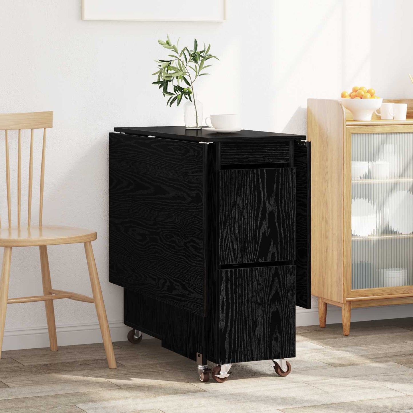 vidaXL Τραπέζι φαγητού 140 x 80 x 77 cm Επεξεργασμένο Ξύλο Μαύρη Δρυς