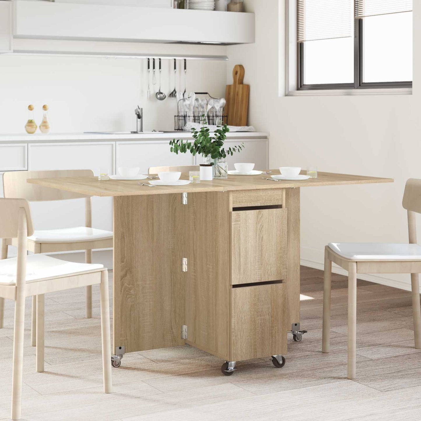 vidaXL Τραπέζι φαγητού 140 x 80 x 77 cm Επεξεργασμένο Ξύλο Sonoma Δρυς