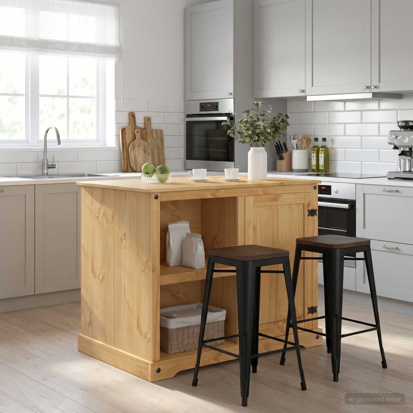 vidaXL Καρότσι Κουζίνας 2 pcs Κερί Μέλι 112 x 77 x 91,5 cm Μασίφ Πεύκο