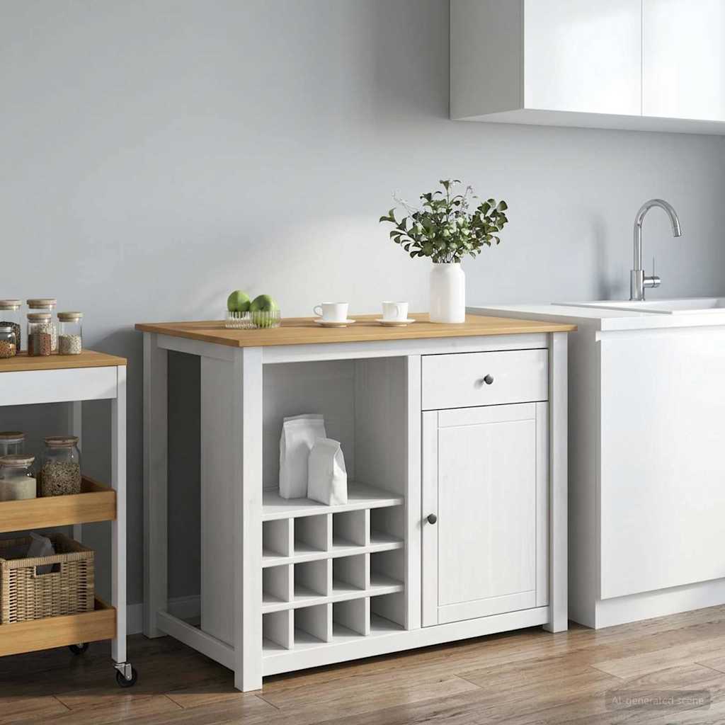 vidaXL Καρότσι Κουζίνας PANAMA 2 pcs Λευκό και Κερί Μελιού Μασίφ Πεύκο