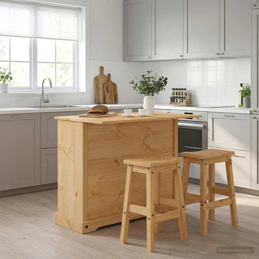 vidaXL Σετ Νησίδας Κουζίνας Corona 3 pcs Κερί Μέλι Μασίφ Ξύλο Πεύκου