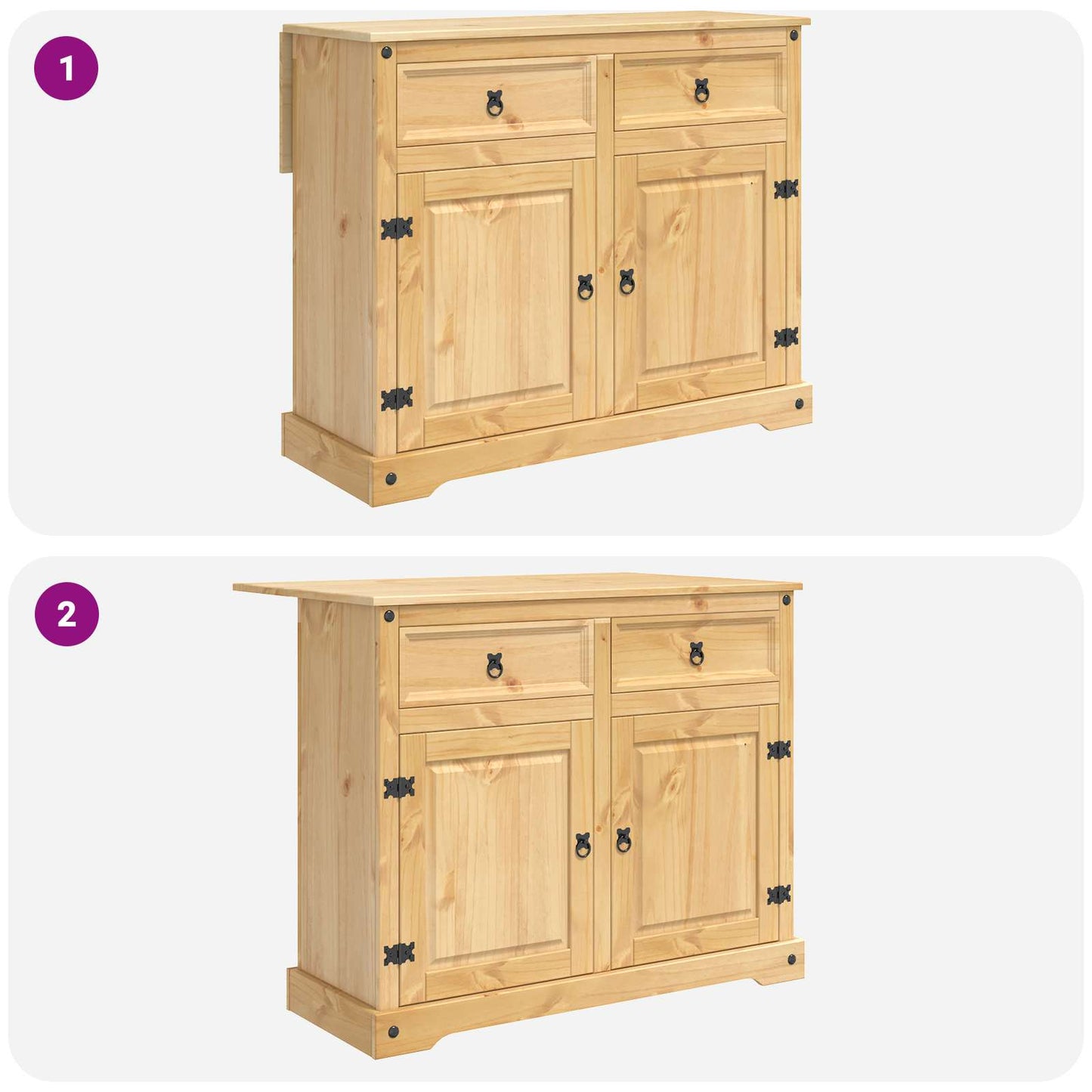 vidaXL Σετ Νησίδας Κουζίνας Corona 3 pcs Κερί Μέλι Μασίφ Ξύλο Πεύκου