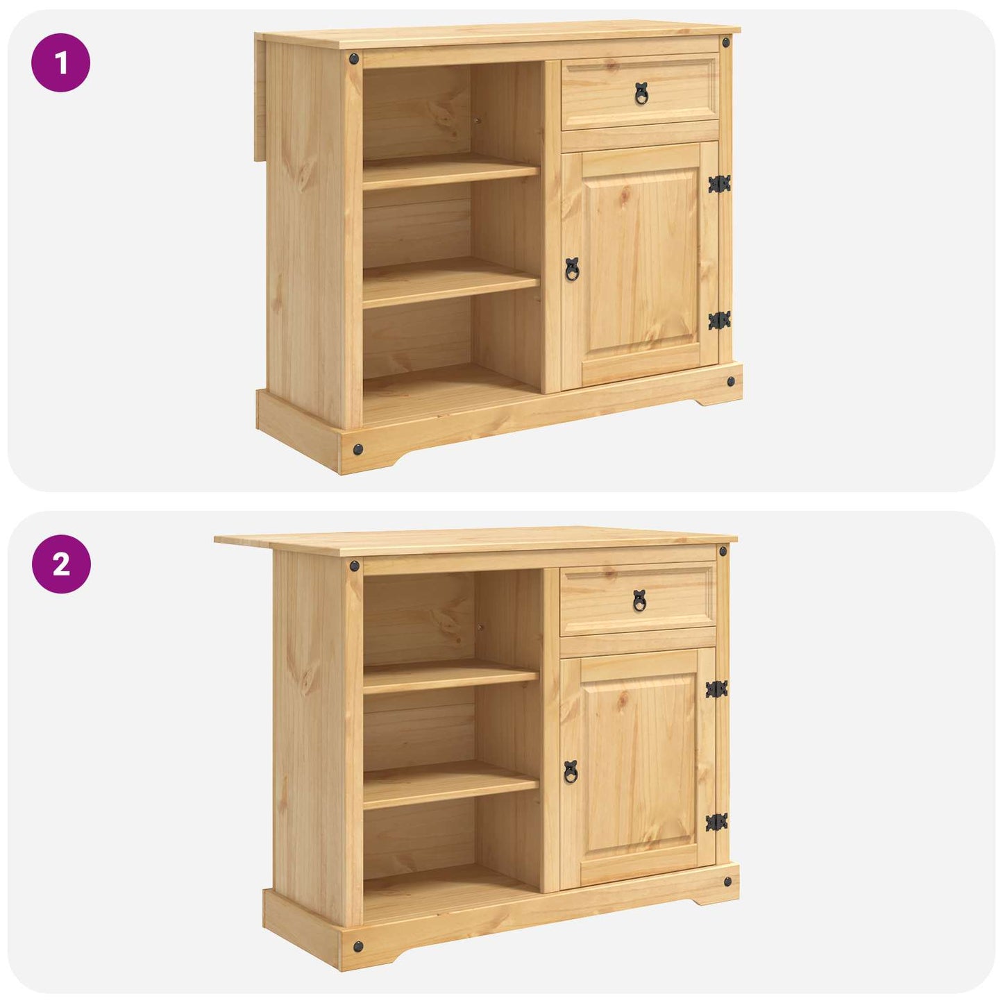 vidaXL Σετ Νησίδας Κουζίνας με συρτάρι 3 pcs Κερί Μέλι Μασίφ Πεύκο