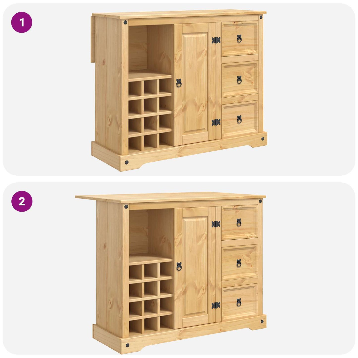vidaXL Αποθηκευτικός Χώρος Κουζίνας 2 pcs Κερί Μέλι Μασίφ Πεύκο