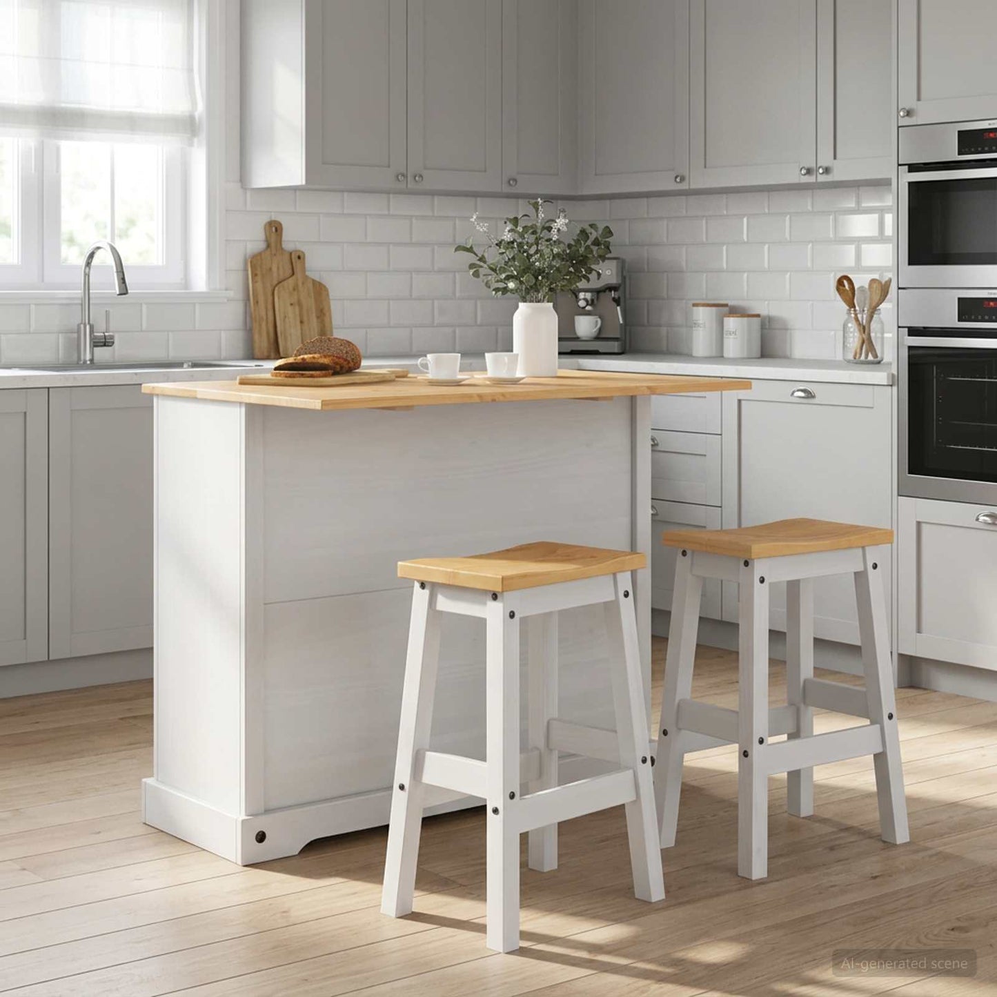 vidaXL Αποθηκευτικός Χώρος Κουζίνας 2 pcs Λευκό και Κερί Μελιού