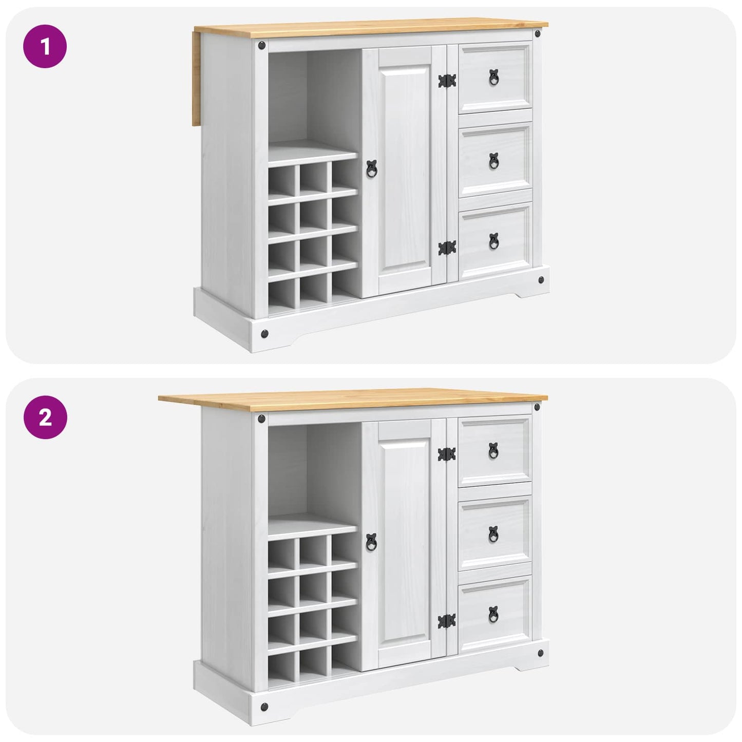 vidaXL Αποθηκευτικός Χώρος Κουζίνας 2 pcs Λευκό και Κερί Μελιού