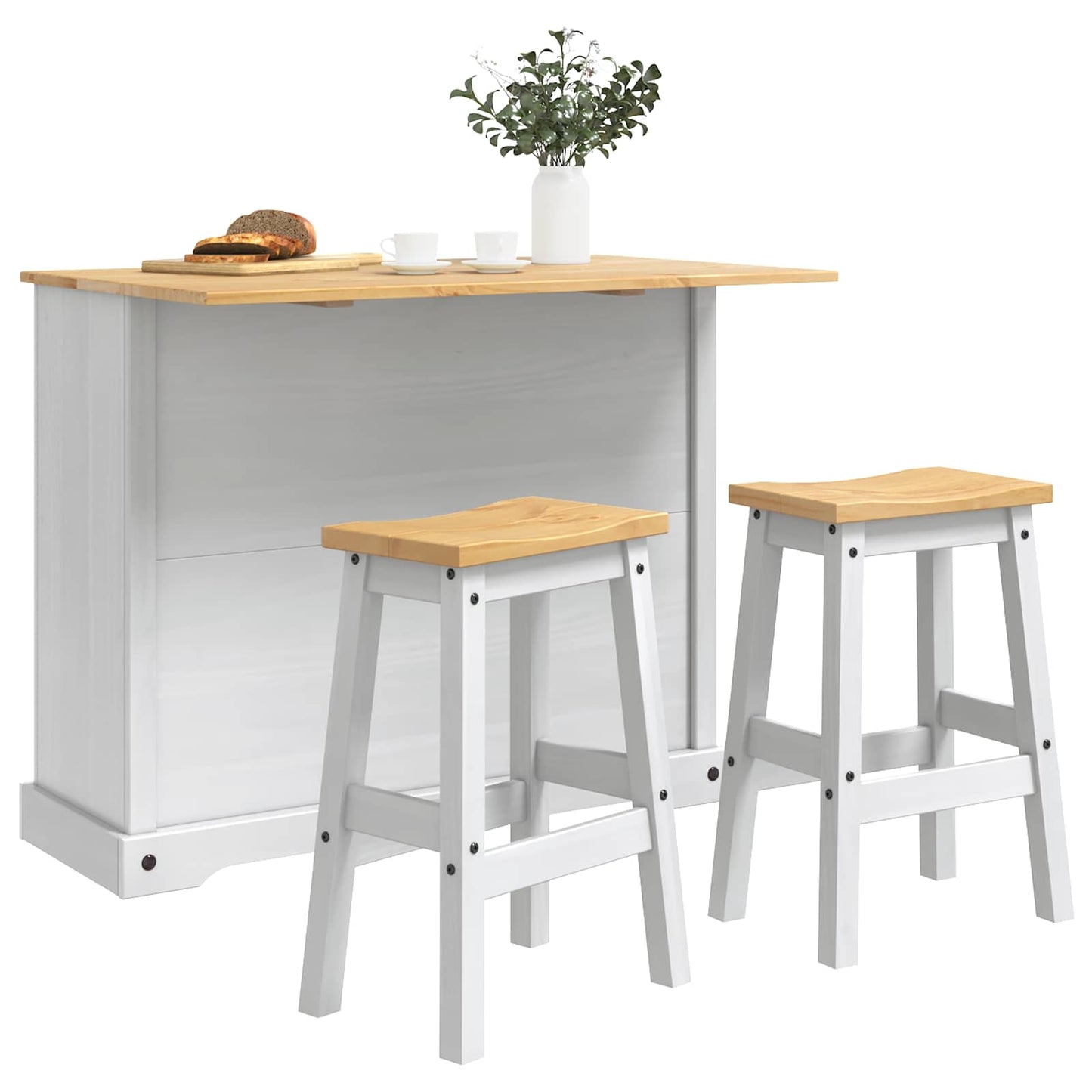 vidaXL Αποθηκευτικός Χώρος Κουζίνας 2 pcs Λευκό και Κερί Μελιού