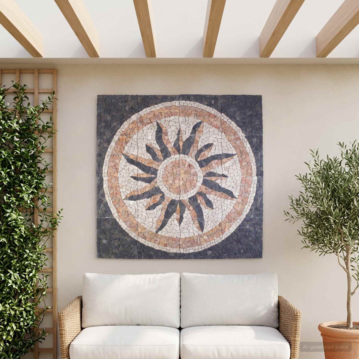 vidaXL Μωσαϊκά Πλακάκια Ήλιος Πολύχρωμο 120 x 120 cm Μάρμαρο