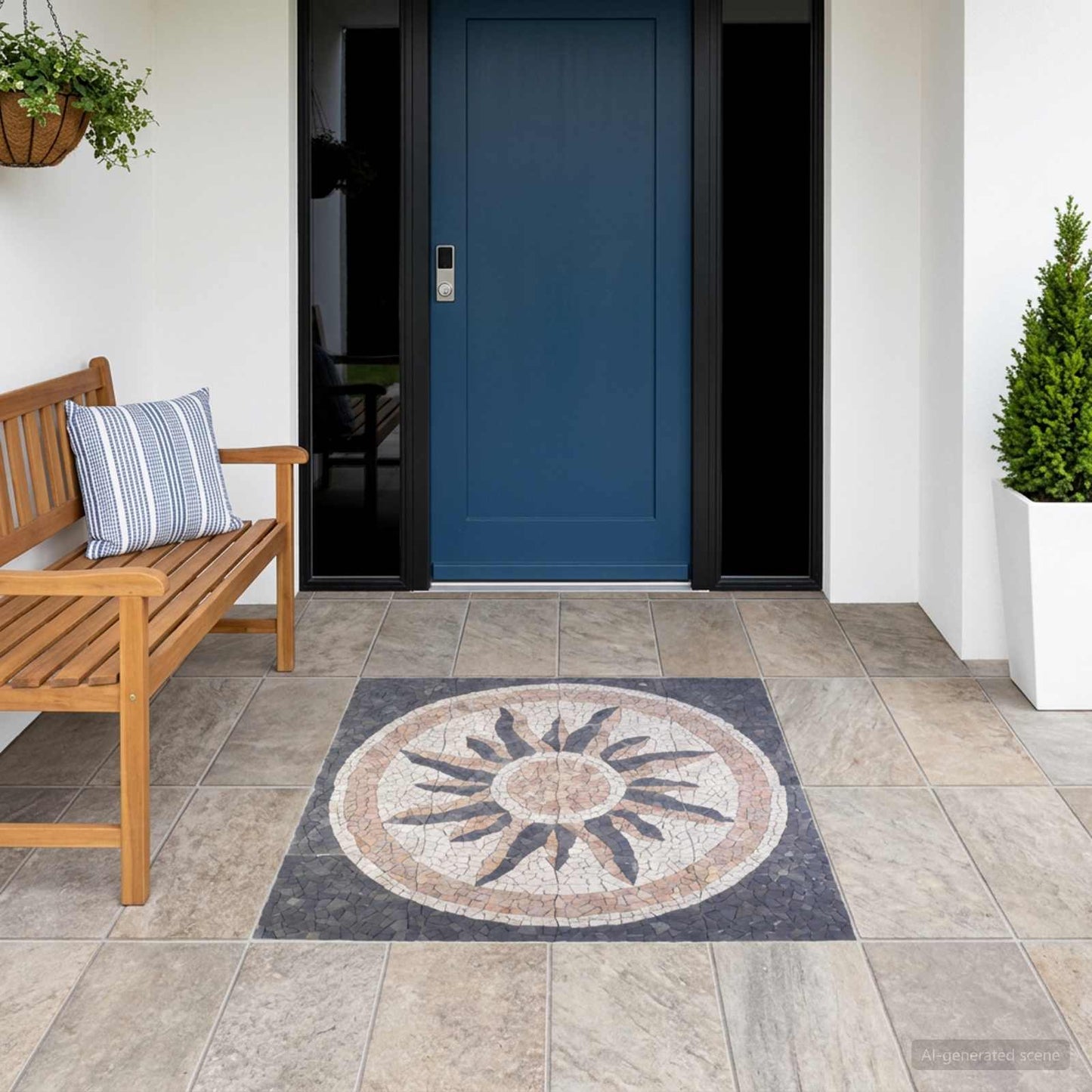vidaXL Μωσαϊκά Πλακάκια Ήλιος Πολύχρωμο 120 x 120 cm Μάρμαρο