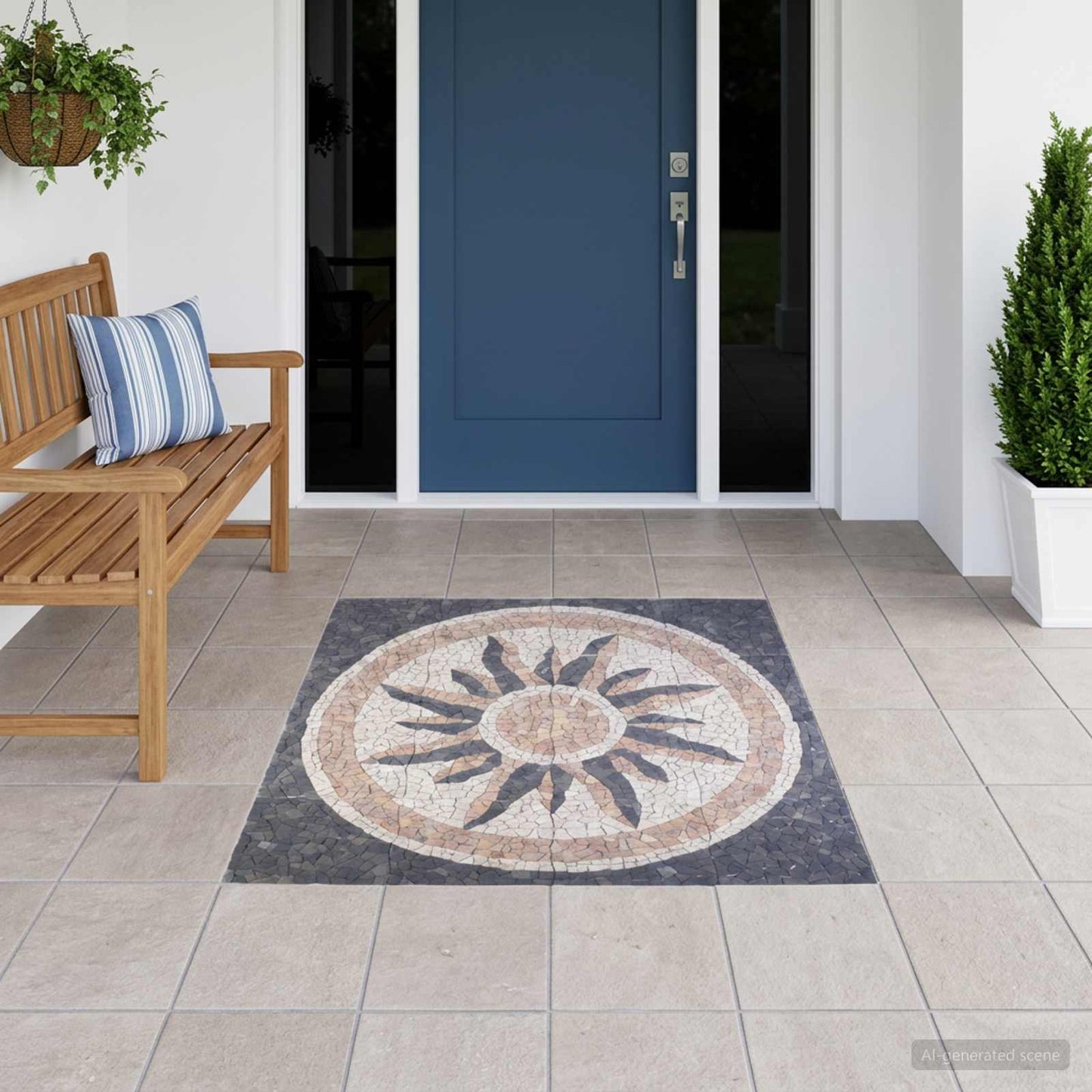 vidaXL Μωσαϊκά Πλακάκια Ήλιος Πολύχρωμο 120 x 120 cm Μάρμαρο