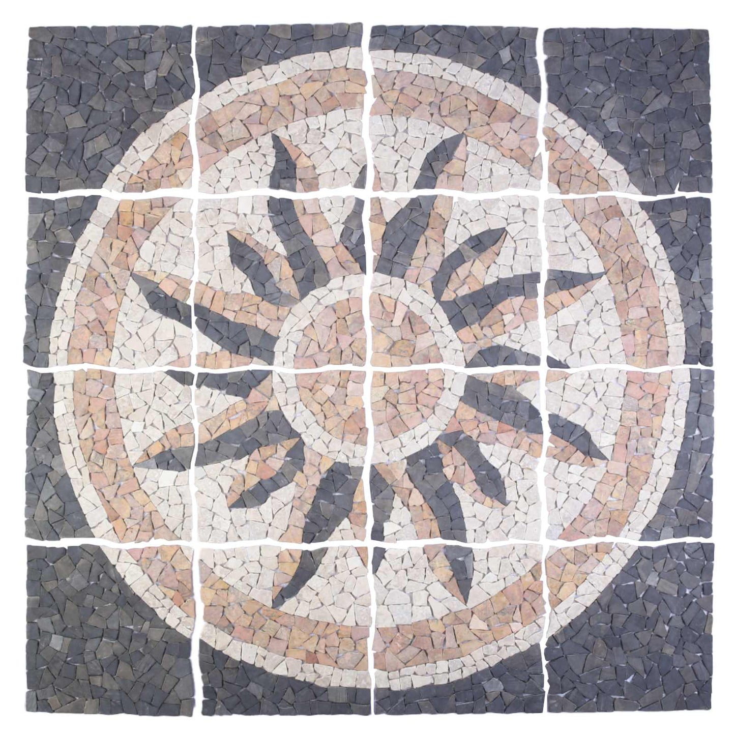 vidaXL Μωσαϊκά Πλακάκια Ήλιος Πολύχρωμο 120 x 120 cm Μάρμαρο