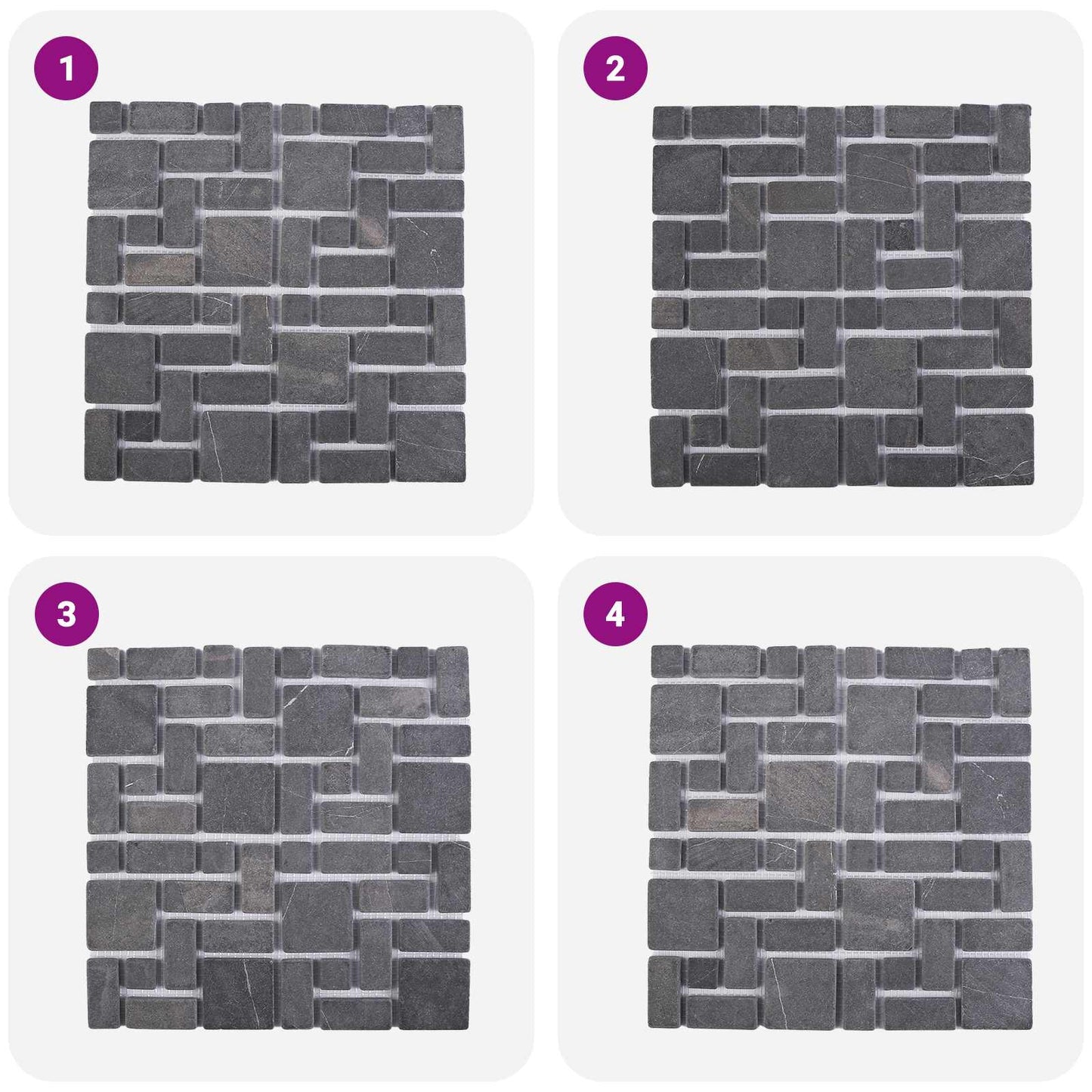 vidaXL Πλακίδια Μωσαϊκού Γκρι 30 x 30 cm Μάρμαρο