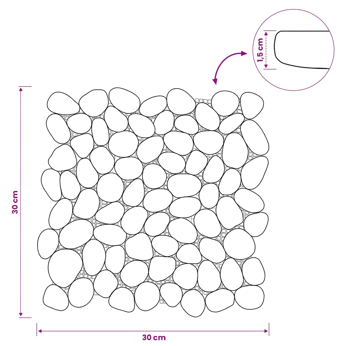 vidaXL Πέτρες Pebble Γκρι 30 x 30 cm Πέτρες Ποταμού