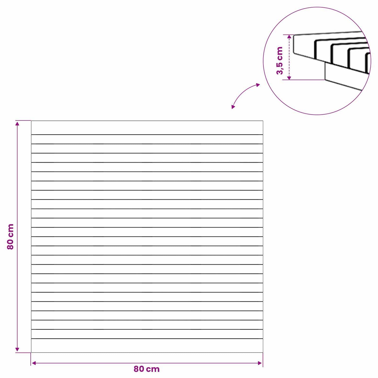vidaXL Καπάκι τραπεζιού 80 x 80 x 3,5 εκ τετράγωνο Στερεό Ξύλο Τίκ