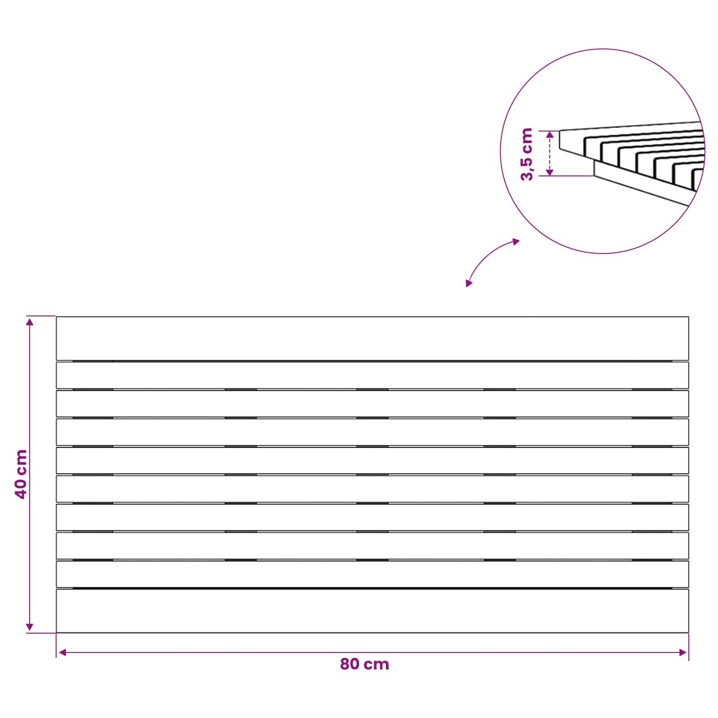 vidaXL Καπάκι τραπεζιού 80 x 40 x 3,5 εκ. Ορθογώνιος Στερεό Ξύλο Τίκ