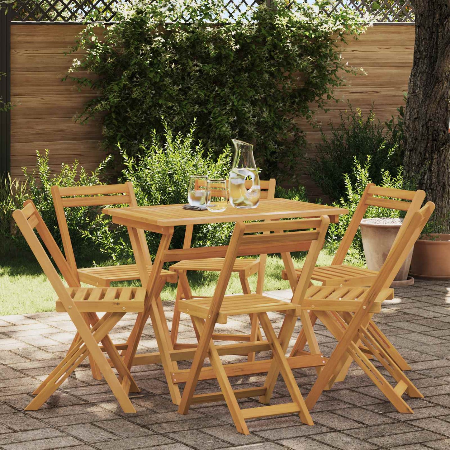 vidaXL Φορητές καρέκλες κήπου 6 pcs Φυσικό 40 x 53 x 80 εκ