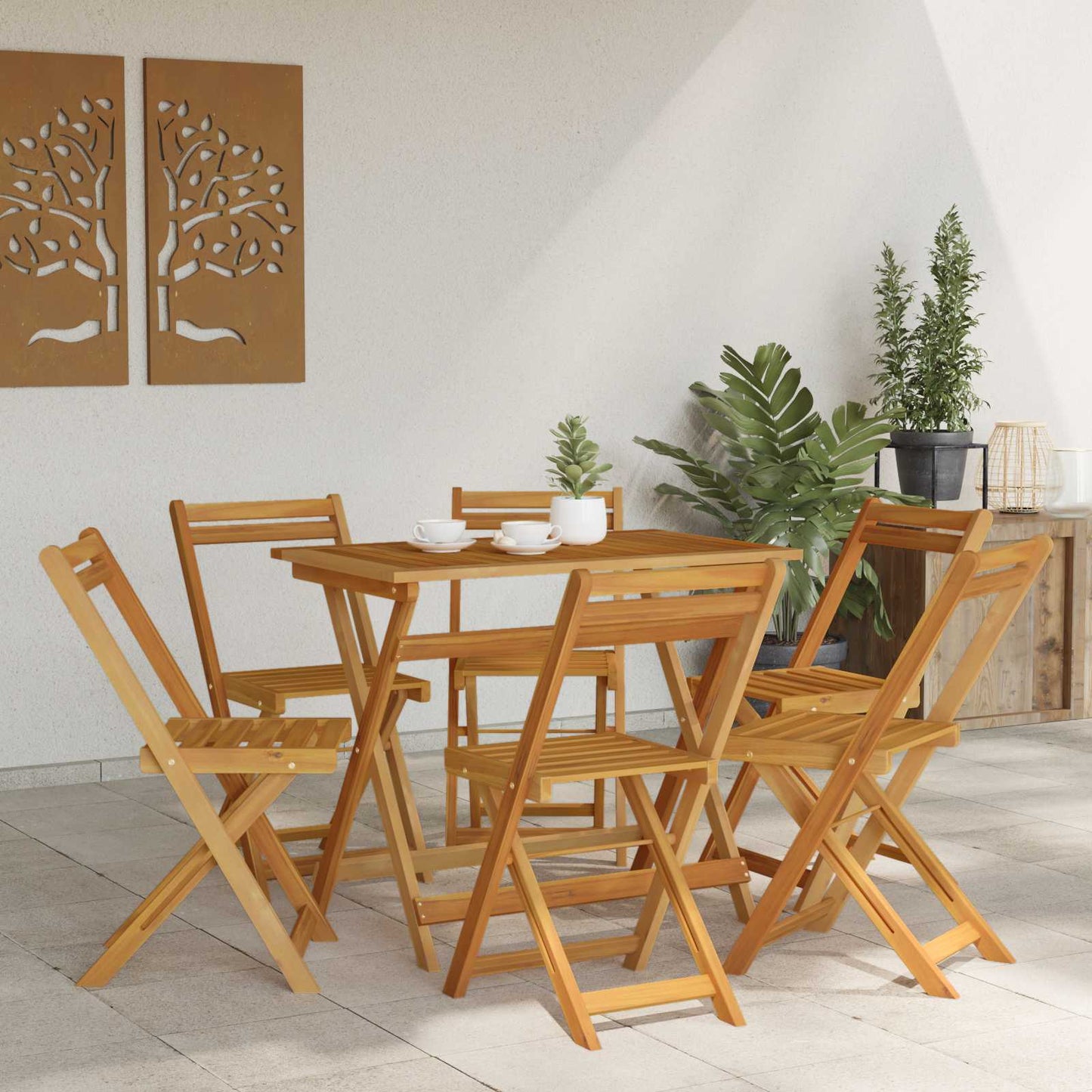 vidaXL Φορητές καρέκλες κήπου 6 pcs Φυσικό 40 x 53 x 80 εκ