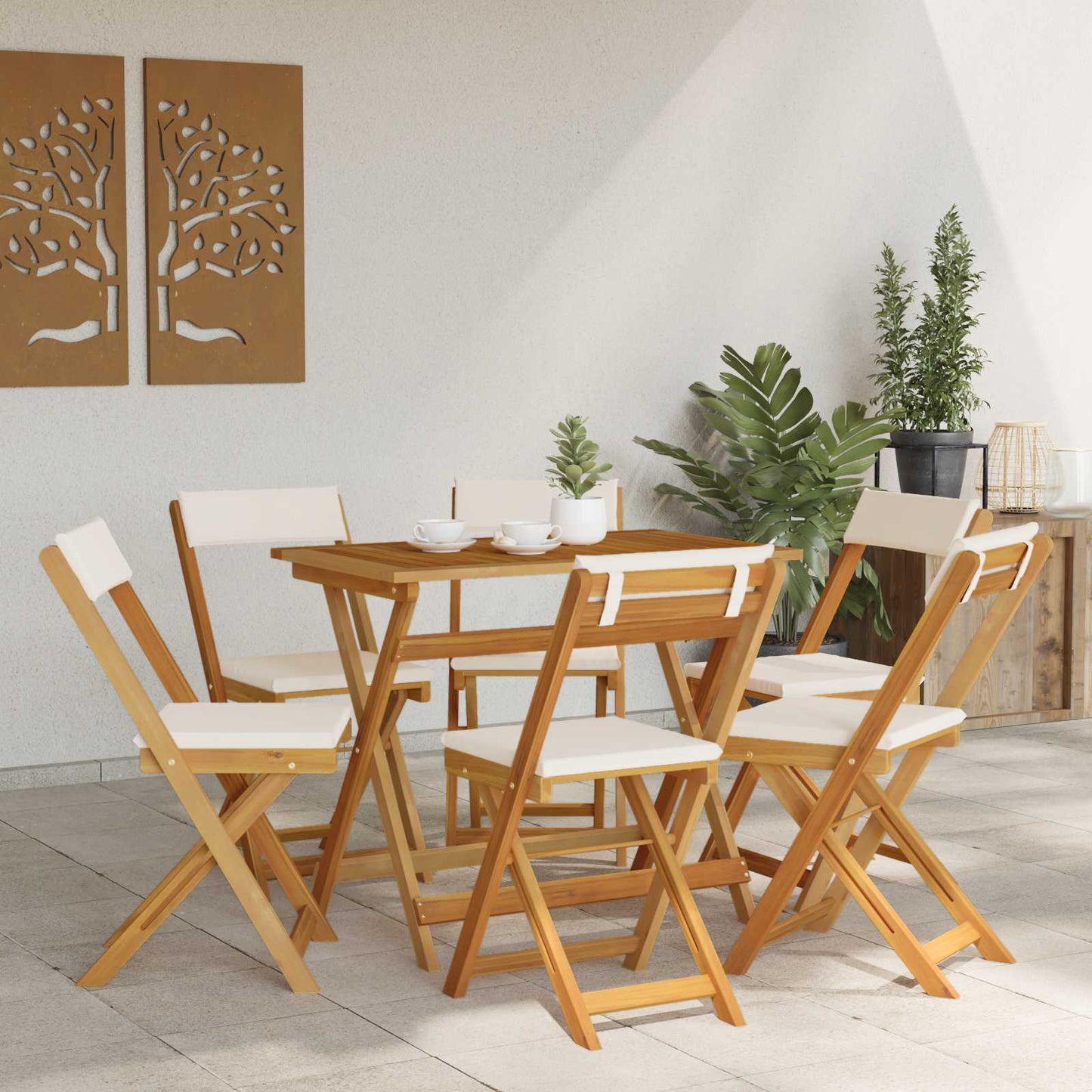 vidaXL Καρέκλες εξωτερικής βεράντας 6 pcs Λευκό κρεμ 40 x 53 x 80 εκ