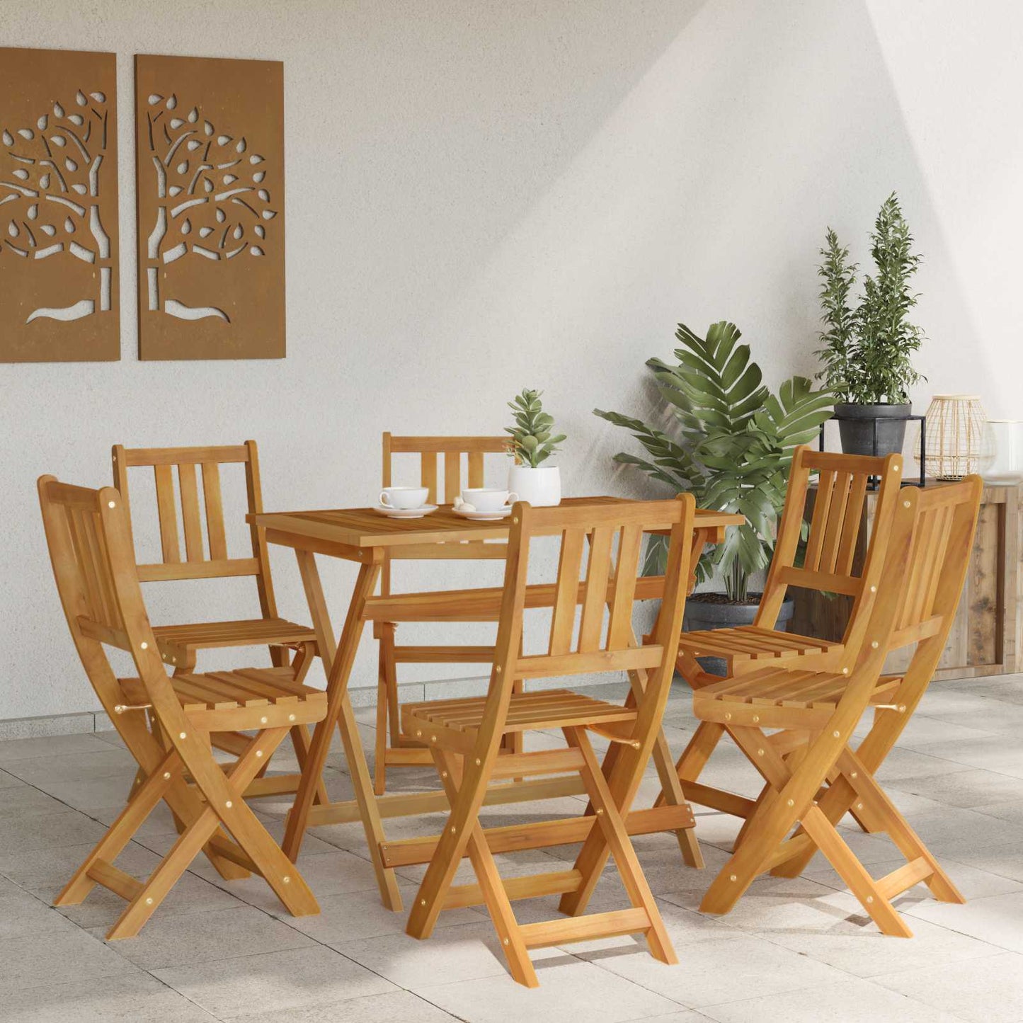 vidaXL Καρέκλες εξωτερικής βεράντας 6 pcs Φυσικό Στερεό Ξύλο Ακακίας