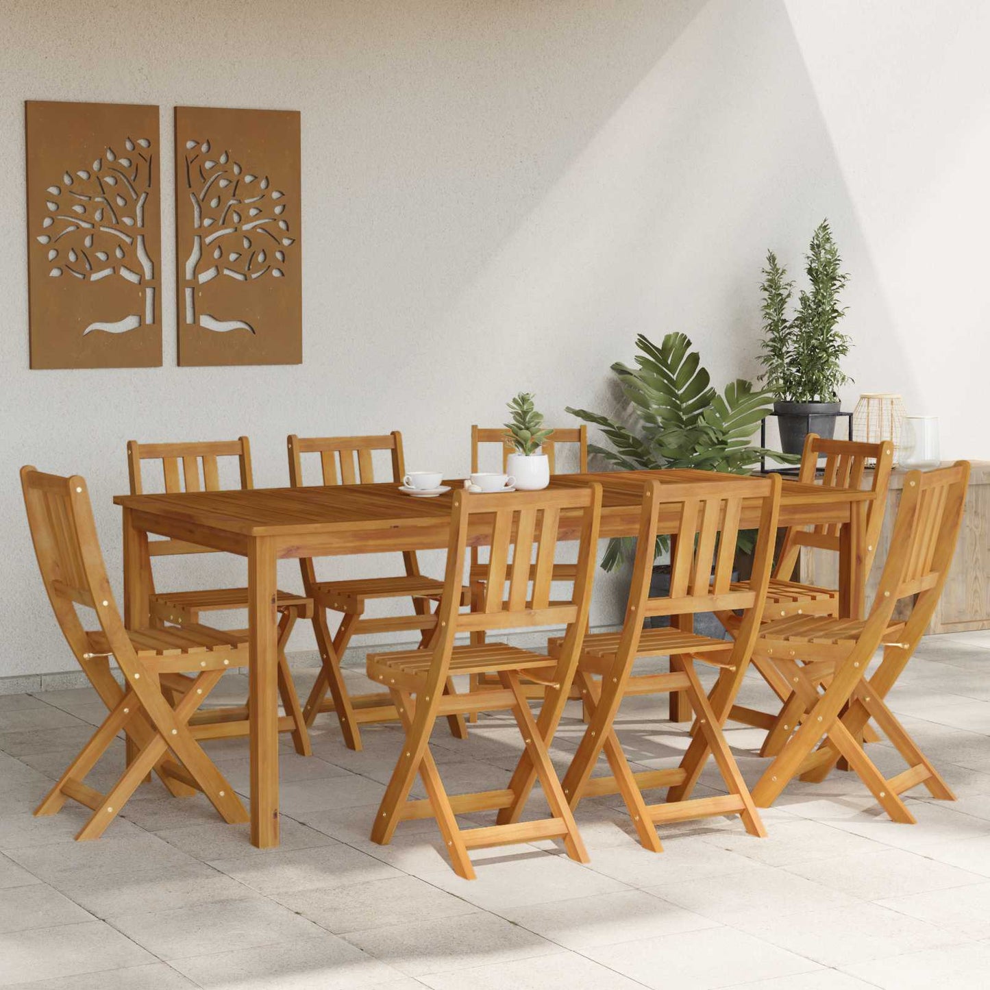 vidaXL Καρέκλες εξωτερικής βεράντας 8 pcs Φυσικό 40 x 42 x 85 εκ