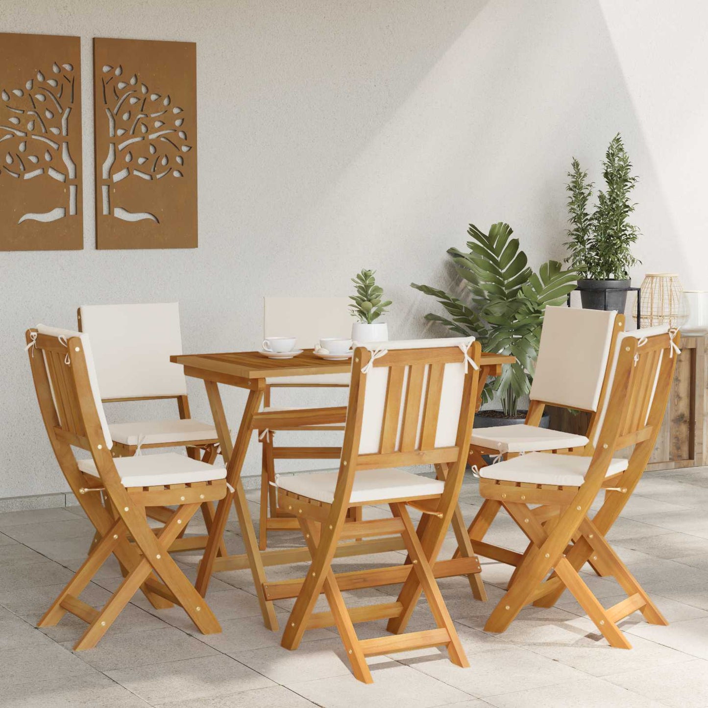 vidaXL Καρέκλες εξωτερικής βεράντας 6 pcs Λευκό κρεμ 38 x 46 x 85 εκ.