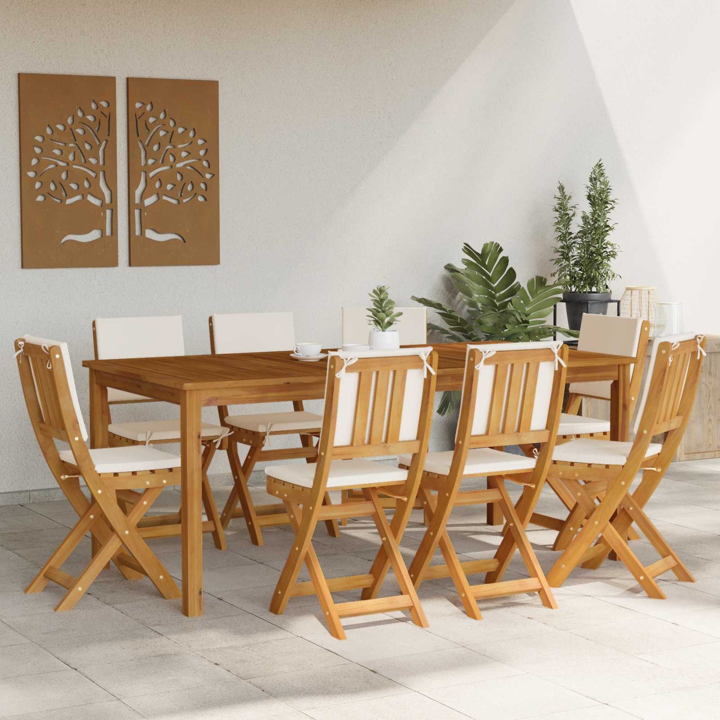vidaXL Καρέκλες εξωτερικής βεράντας 8 pcs Λευκό κρεμ 38 x 46 x 85 εκ.