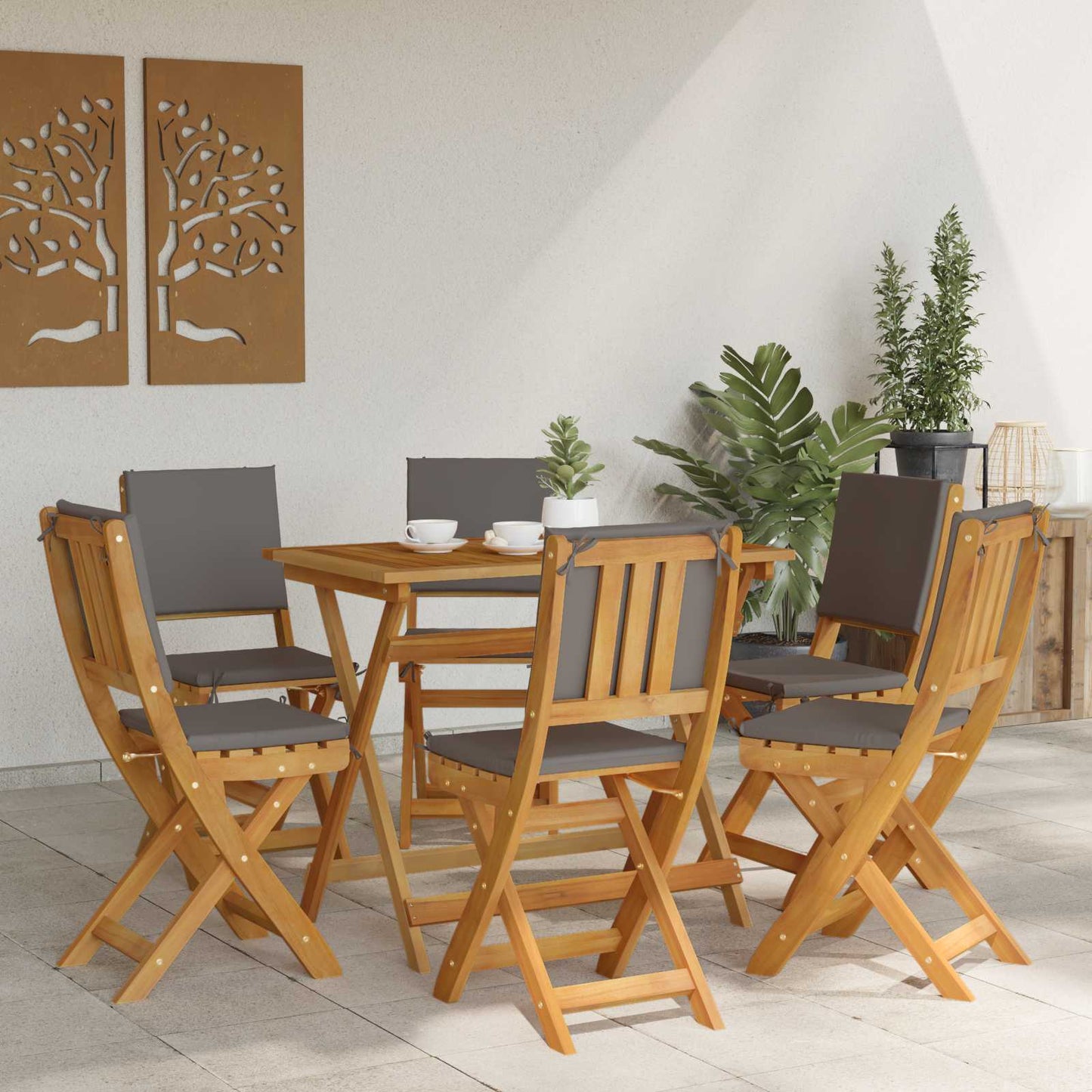 vidaXL Καρέκλες εξωτερικής βεράντας 6 pcs Σκούρο Γκρι 38 x 46 x 85 εκ.