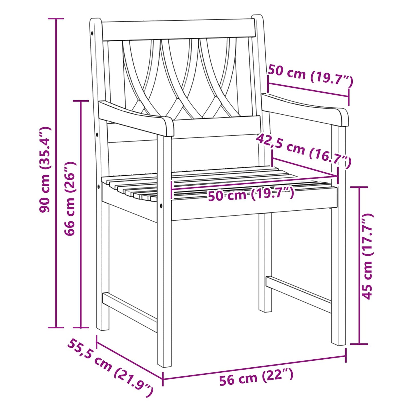 vidaXL Εξωτερικός πάγκος 4 pcs Φυσικό 56 x 55,5 x 90 εκ.