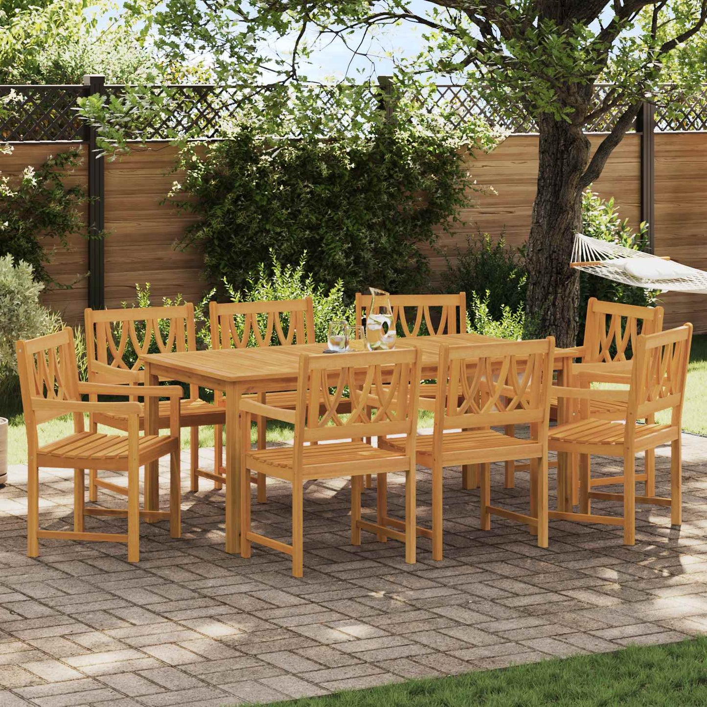 vidaXL Εξωτερικός πάγκος 8 pcs Φυσικό 56 x 55,5 x 90 εκ.