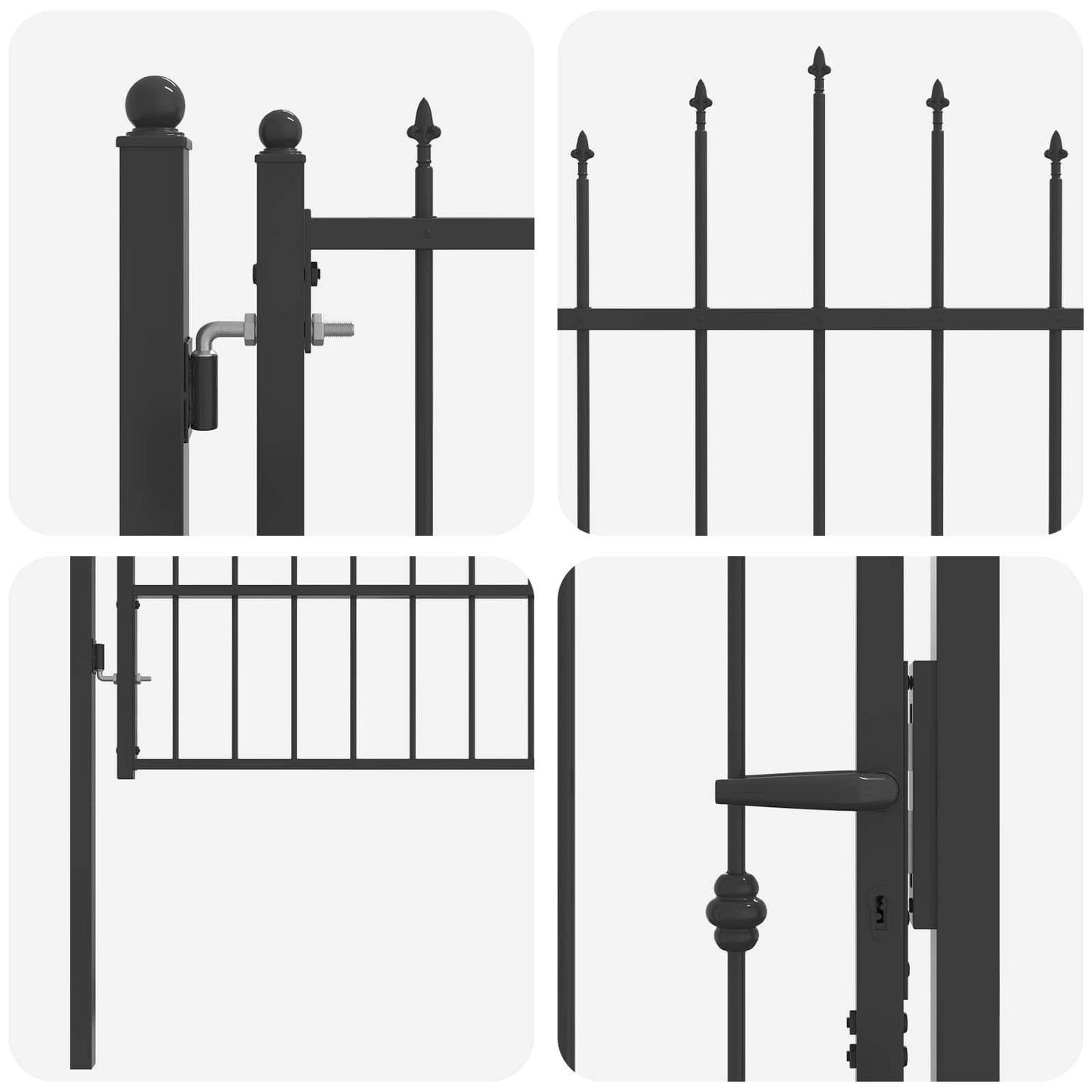 vidaXL Πύλη Φράχτη HORST 100 x 150 cm Μέταλλο Μαύρο Κλειδώσιμο