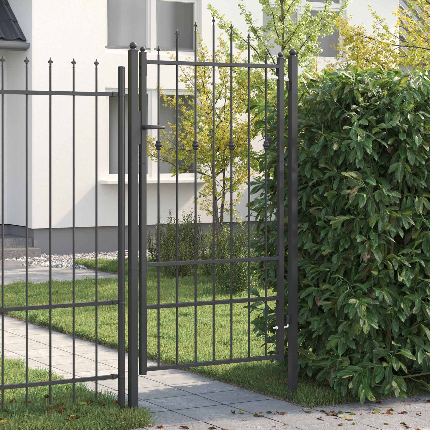 vidaXL Πύλη Φράχτη HORST 100 x 175 cm Μέταλλο Μαύρο Κλειδώσιμο