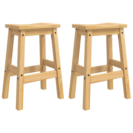 VidaXL Μπαρ σκαμπό 2 pcs Κερί Μέλι 44 x 30 x 63 εκ. Μασίφ Πεύκο