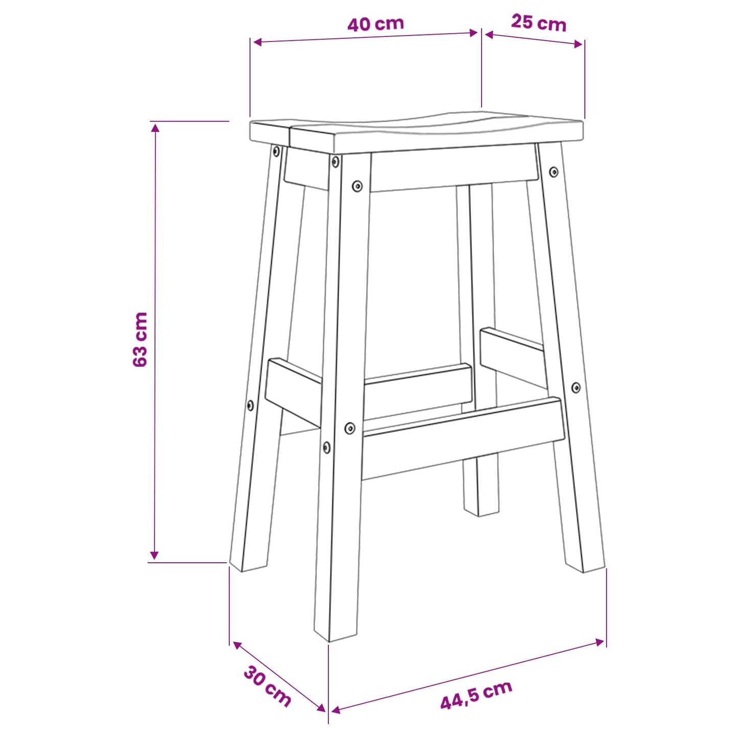 VidaXL Μπαρ σκαμπό 2 pcs Κερί Μέλι 44 x 30 x 63 εκ. Μασίφ Πεύκο