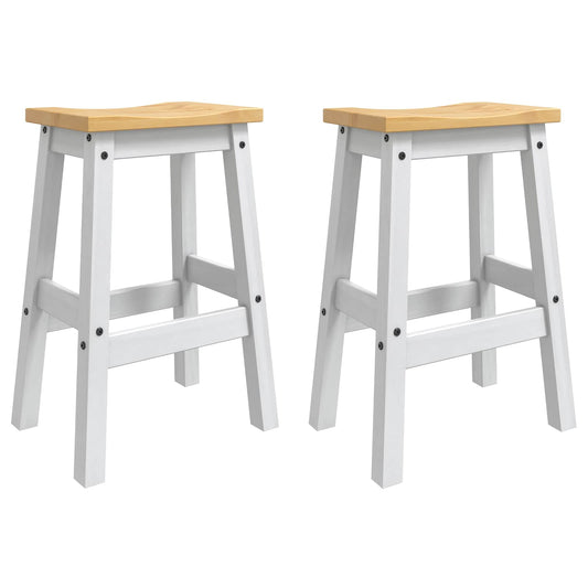 VidaXL Μπαρ σκαμπό 2 pcs Λευκό και Κερί Μελιού 44 x 30 x 63 εκ.