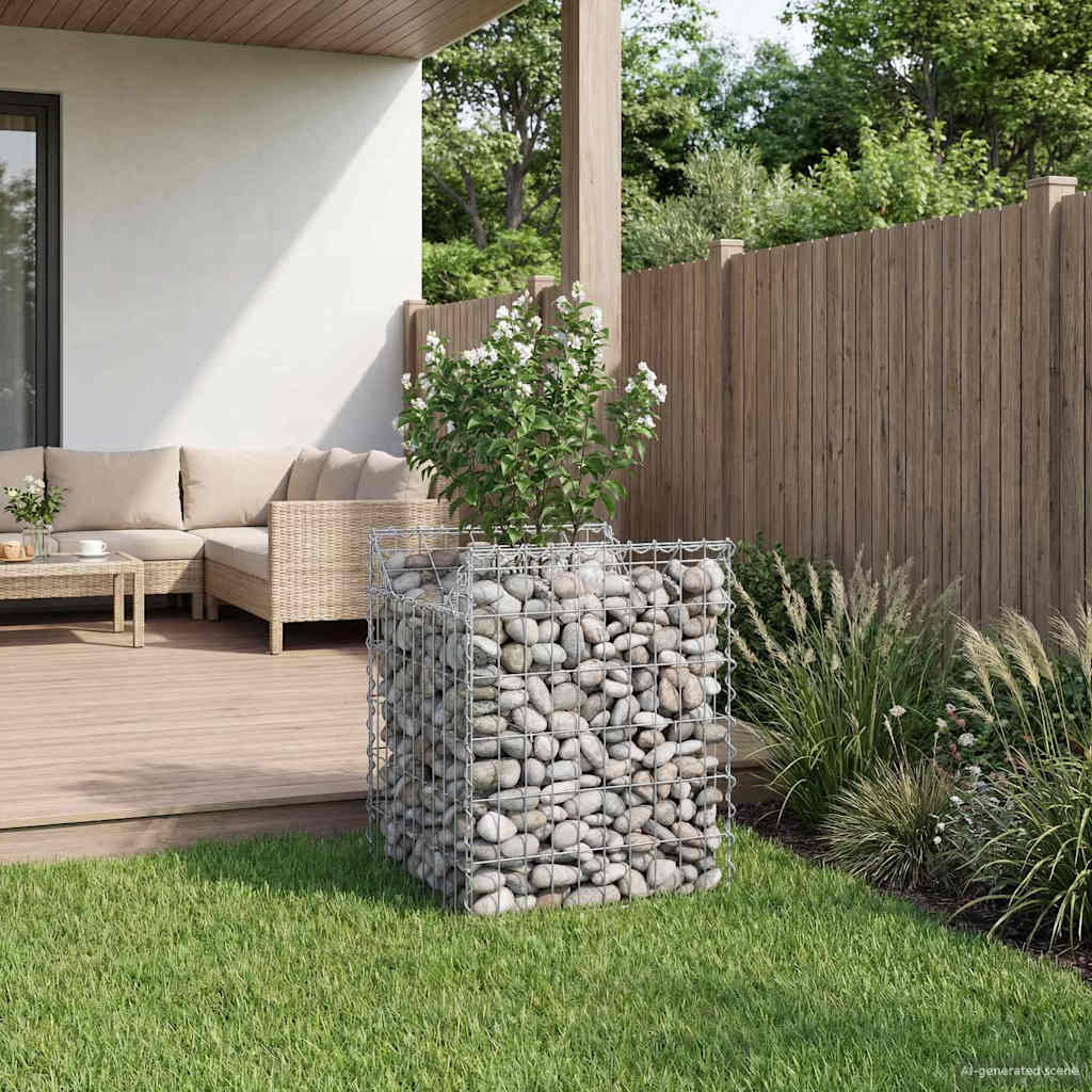 vidaXL Ανασηκωμένο κρεβάτι gabion Ασημί 50 x 50 x 60 cm
