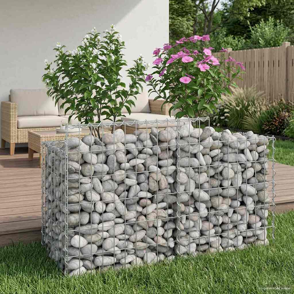 vidaXL Ανασηκωμένο κρεβάτι gabion Ασημί 100 x 50 x 60 εκ