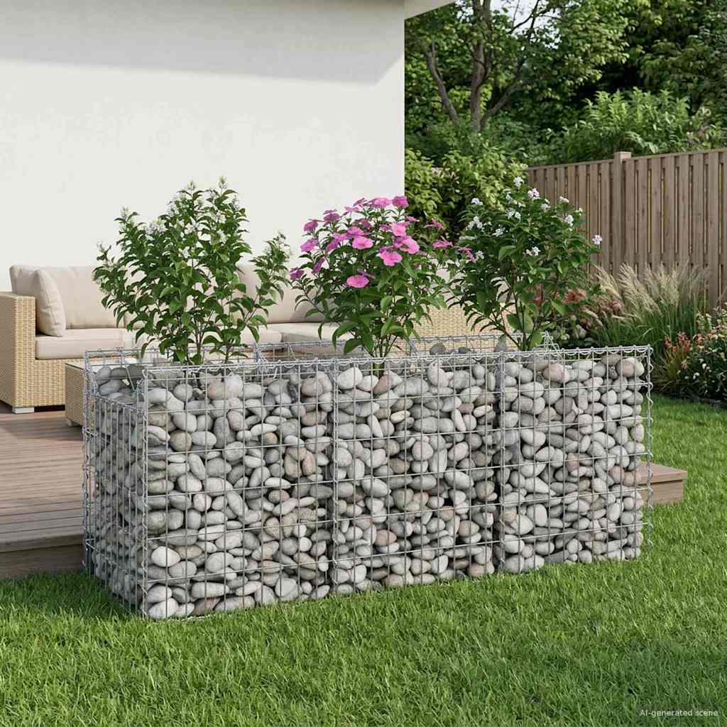 vidaXL Ανασηκωμένο κρεβάτι gabion Ασημί 150 x 50 x 60 εκ