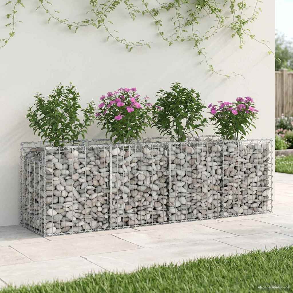 vidaXL Ανασηκωμένο κρεβάτι gabion Ασημί 200 x 50 x 60 cm