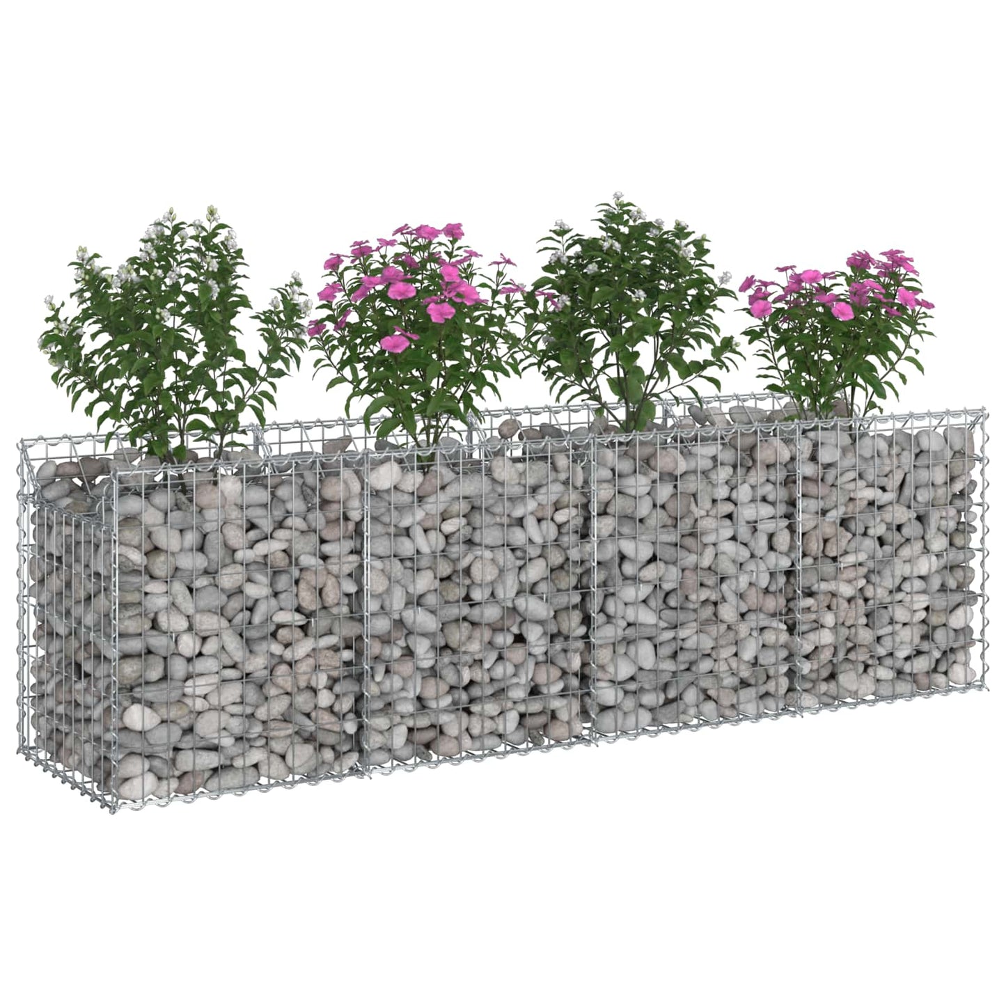 vidaXL Ανασηκωμένο κρεβάτι gabion Ασημί 200 x 50 x 60 cm