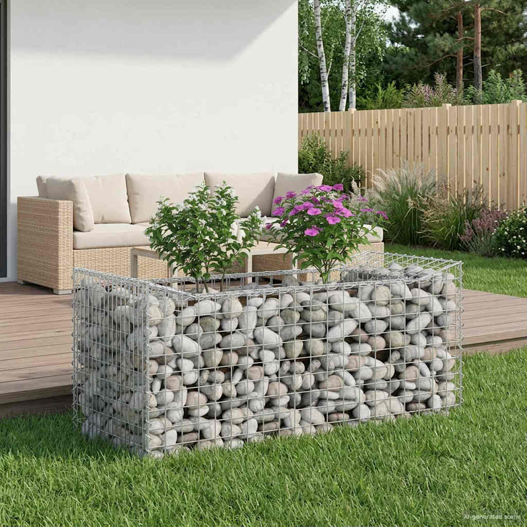 vidaXL Ανασηκωμένο κρεβάτι gabion Ασημί 50 x 100 x 60 εκ