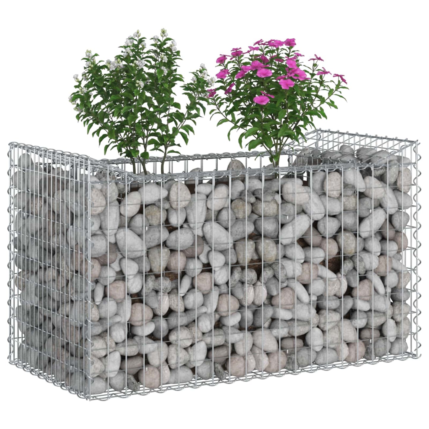 vidaXL Ανασηκωμένο κρεβάτι gabion Ασημί 50 x 100 x 60 εκ