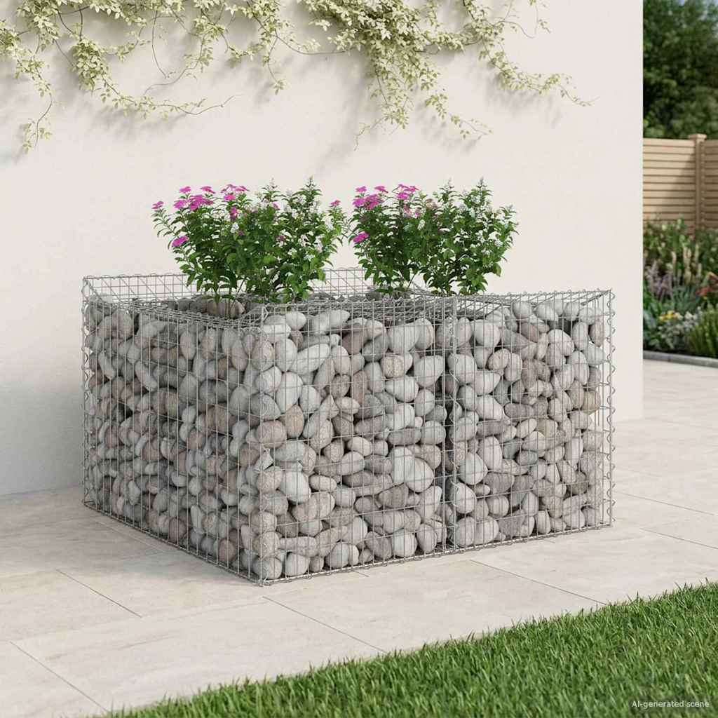 vidaXL Ανασηκωμένο κρεβάτι gabion Ασημί 100 x 100 x 60 εκ.