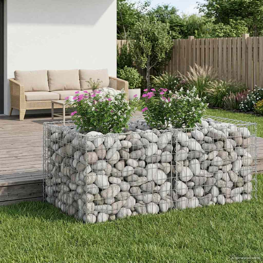 vidaXL Ανασηκωμένο κρεβάτι gabion Ασημί 100 x 100 x 60 εκ.
