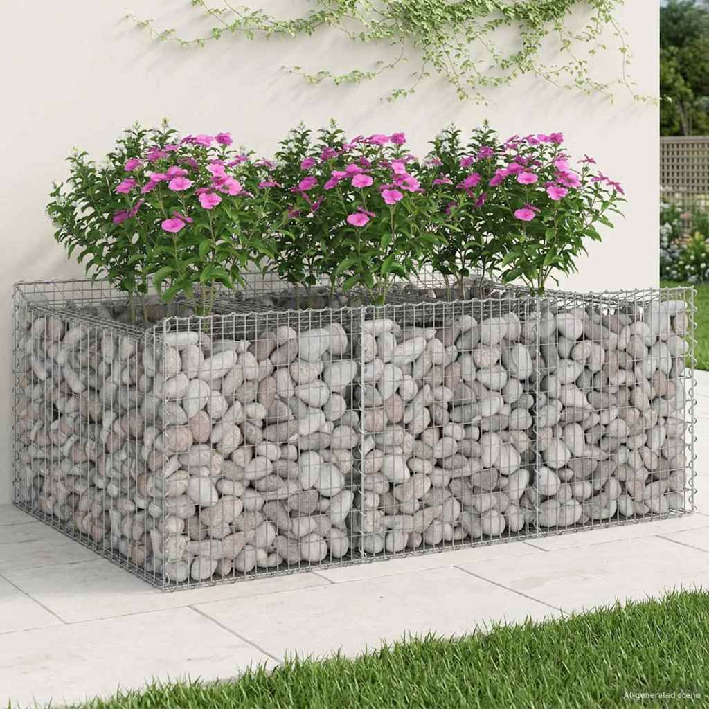 vidaXL Ανασηκωμένο κρεβάτι gabion Ασημί 150 x 100 x 60 εκ